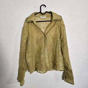 Vintage Brat Green Zebra Button Down